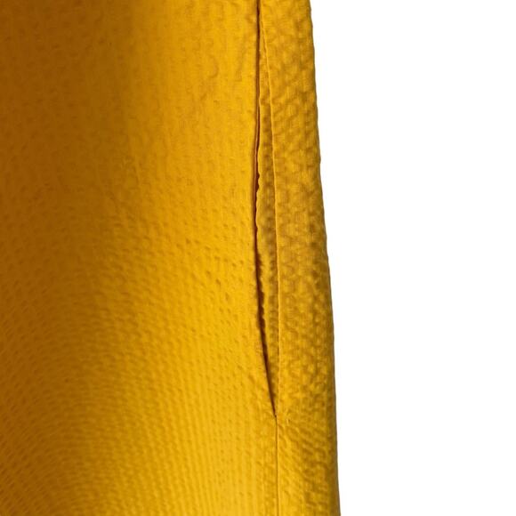 Cuyana Yellow Seersucker Twisted One Shoulder Dress size medium with pockets - Picture 5 of 10